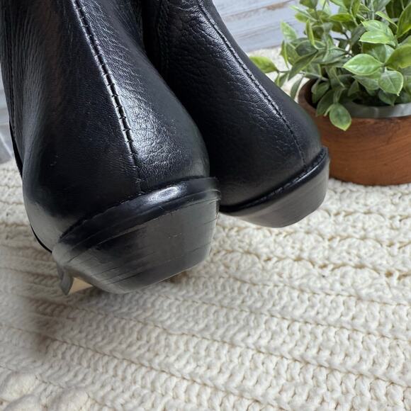 VINTAGE NINE WEST Women's Size 7 Pebbled Leather Flat Cowboy Boot Black Pull On - Picture 9 of 13